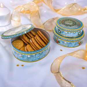 Various sizes clear top tin containers for cookies packaging