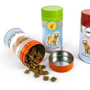 Factory wholesale metal round tin dog biscuit container