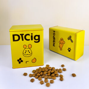 Large capacity rectangular metal dog food tin container